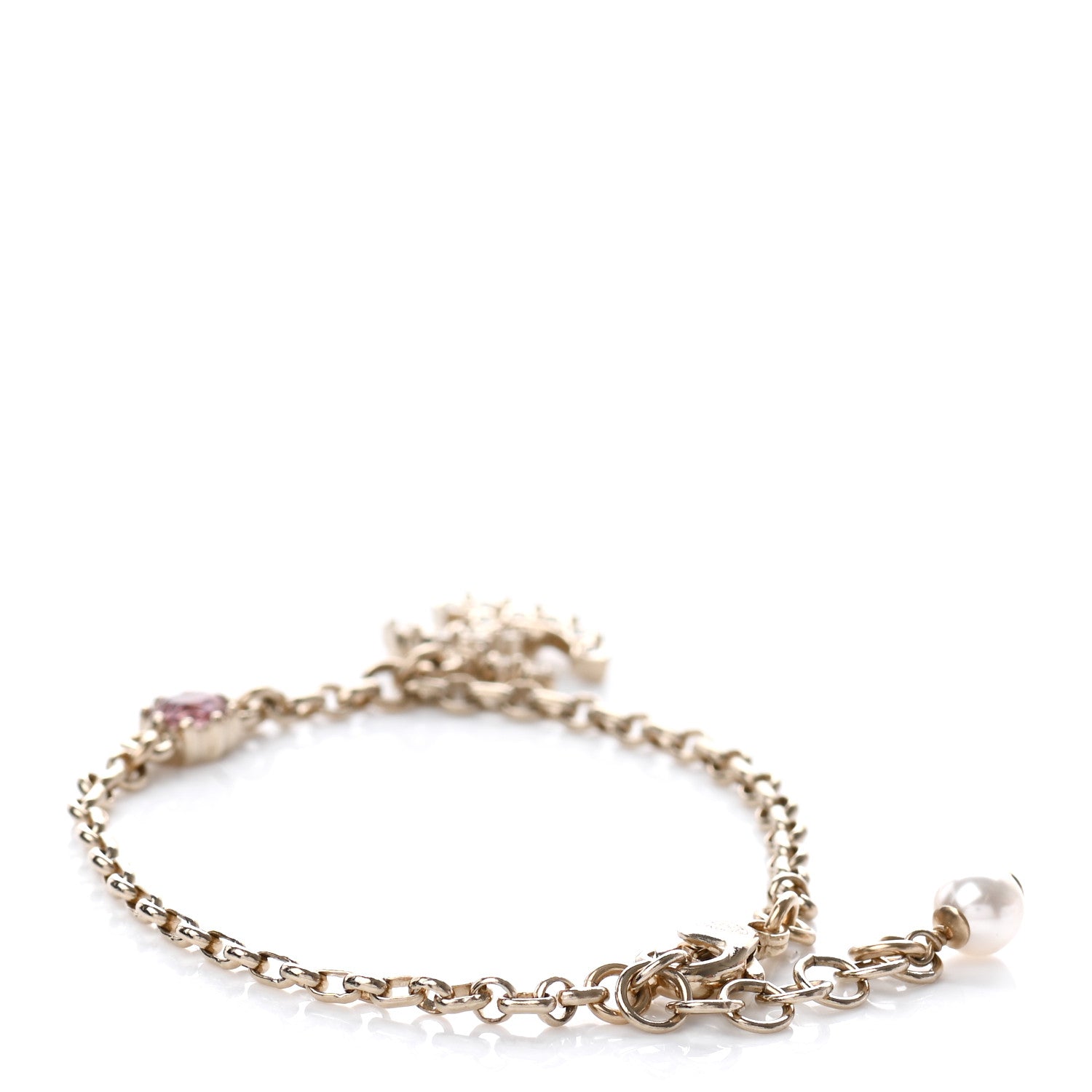Chanel Pearl Crystal CC Bracelet Gold 3 of 5