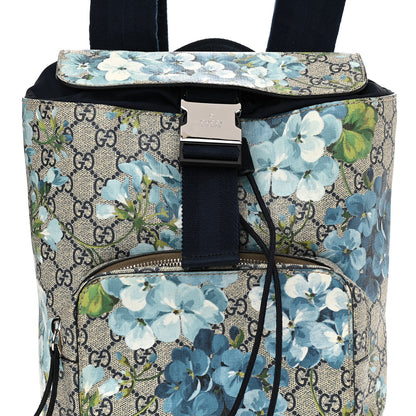 Gucci GG Supreme Monogram Blooms Small Single Buckle Backpack Beige Blue Navy 8 of 10