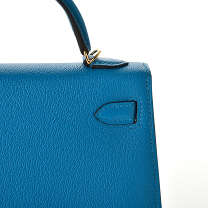 Hermes Chevre Mysore Mini Kelly Sellier 20 Bleu Zanzibar 7 of 29