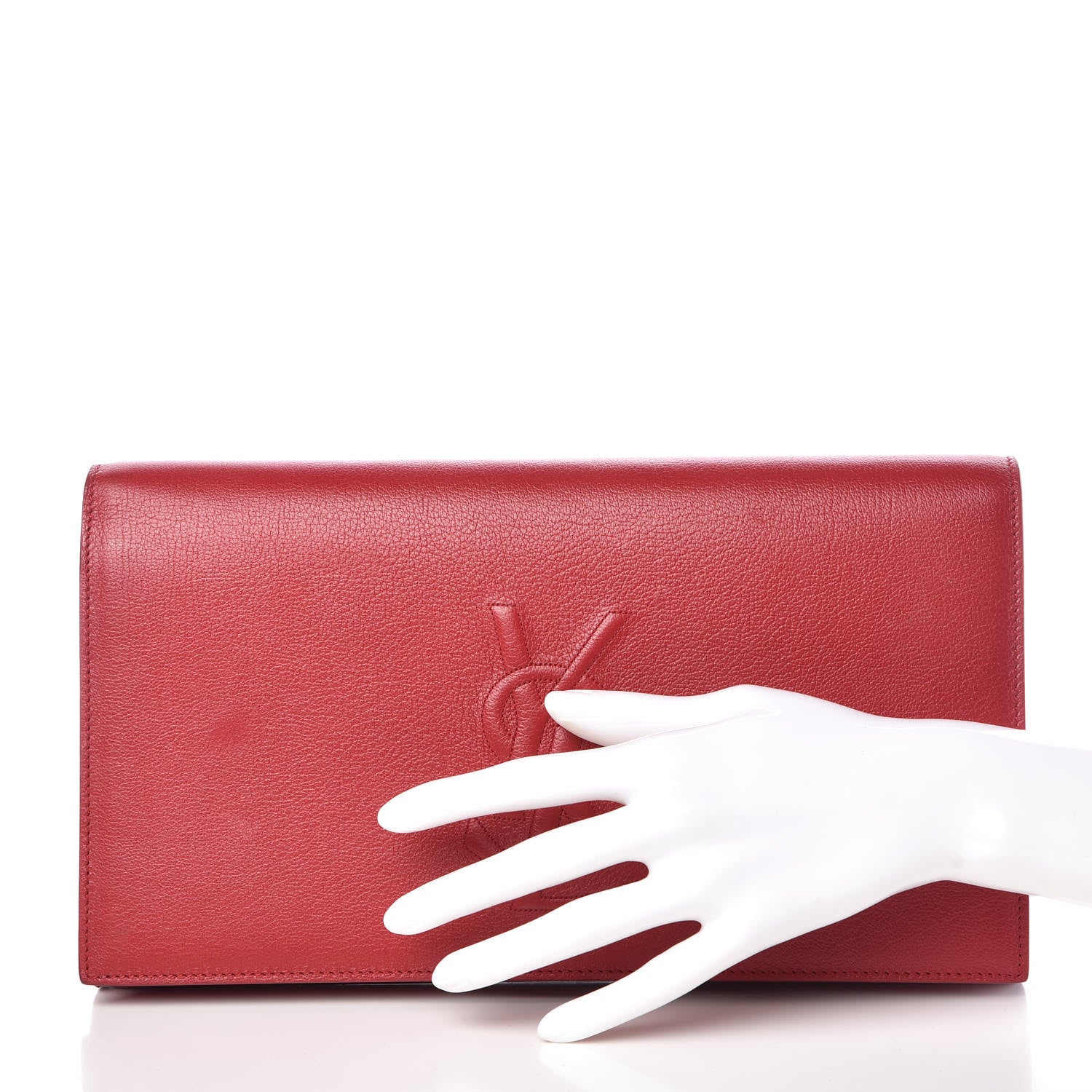 Saint Laurent Calfskin Monogram Large Belle De Jour Clutch Red 2 of 11