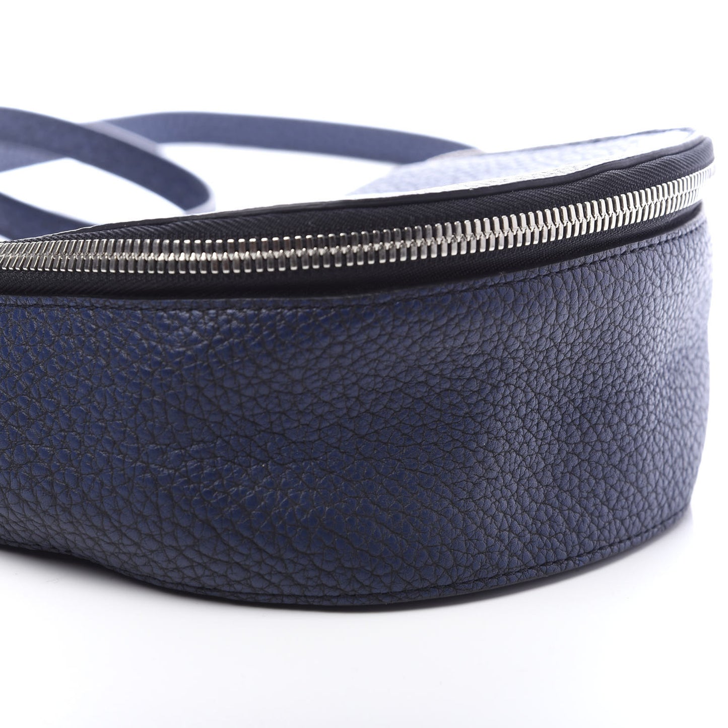 Grained Calfskin Small Zip Crossbody Bag Navy