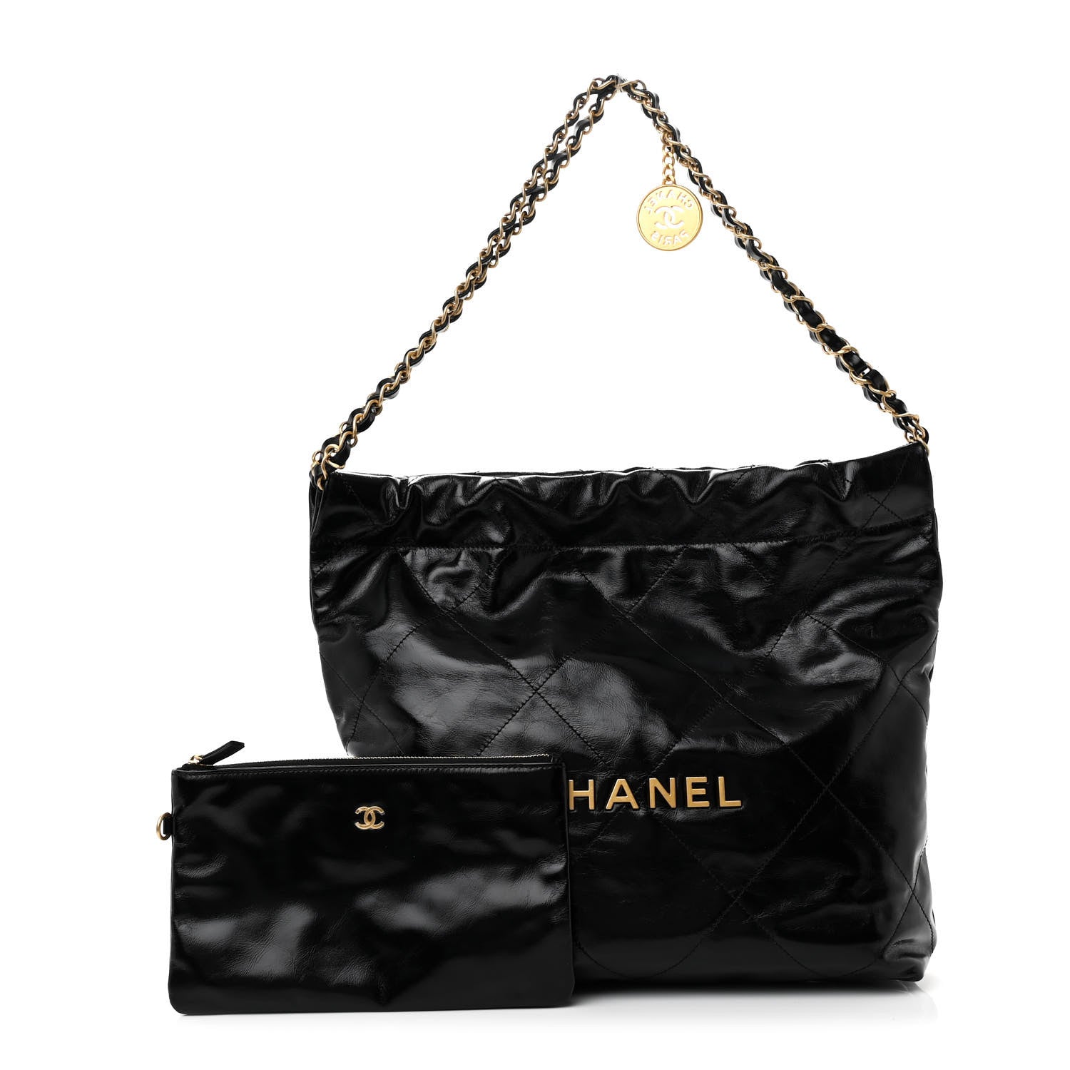 Chanel Shiny Calfskin Quilted Small Chanel 22 Black 3 of 12