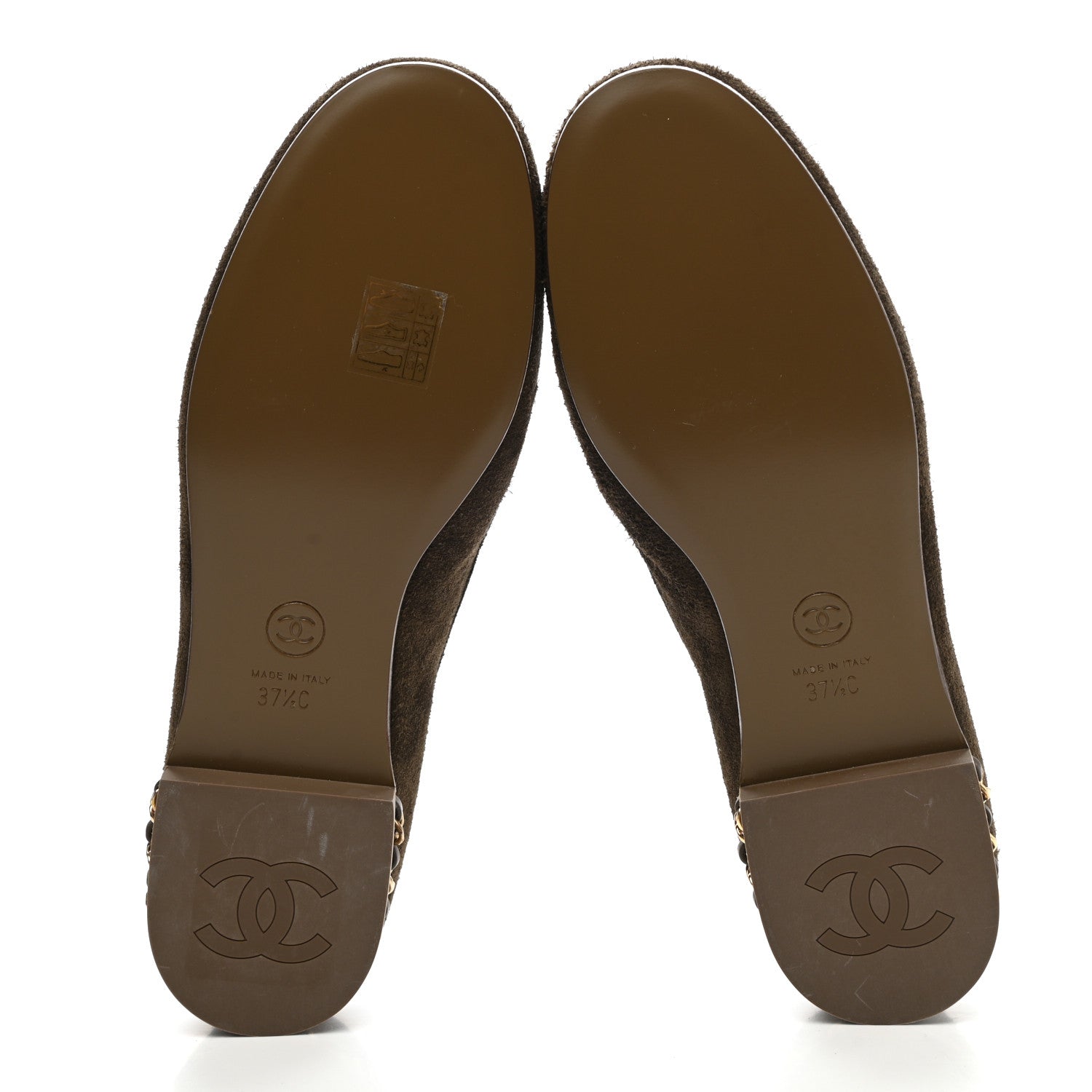 Chanel Suede Calfskin CC Chain Mocassin Loafers 37.5 Brown 5 of 9