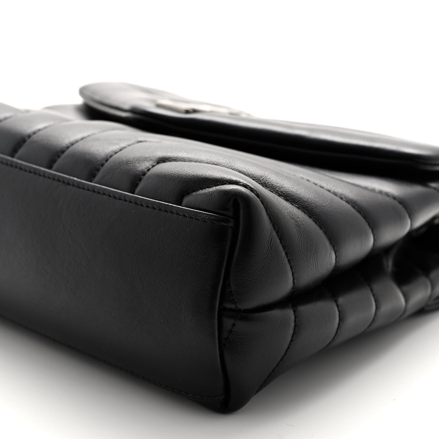 Calfskin Y Quilted Monogram Small Loulou Chain Satchel Black