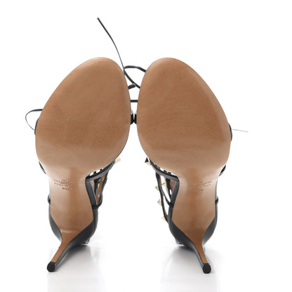 Valentino Garavani Calfskin Rockstud Ankle Wrap Sandals 39.5 Black 6 of 10