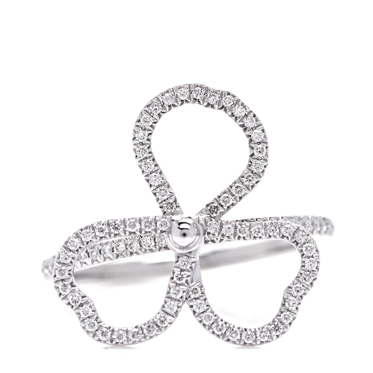 Platinum Diamond Open Paper Flowers Ring 54 7
