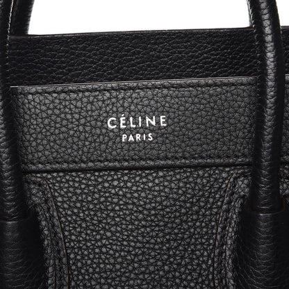 Celine Drummed Calfskin Nano Luggage Black 7 of 8