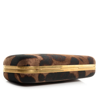 Alexander McQueen Silk Ocelot Print Skull Knuckle Box Clutch 4 of 9