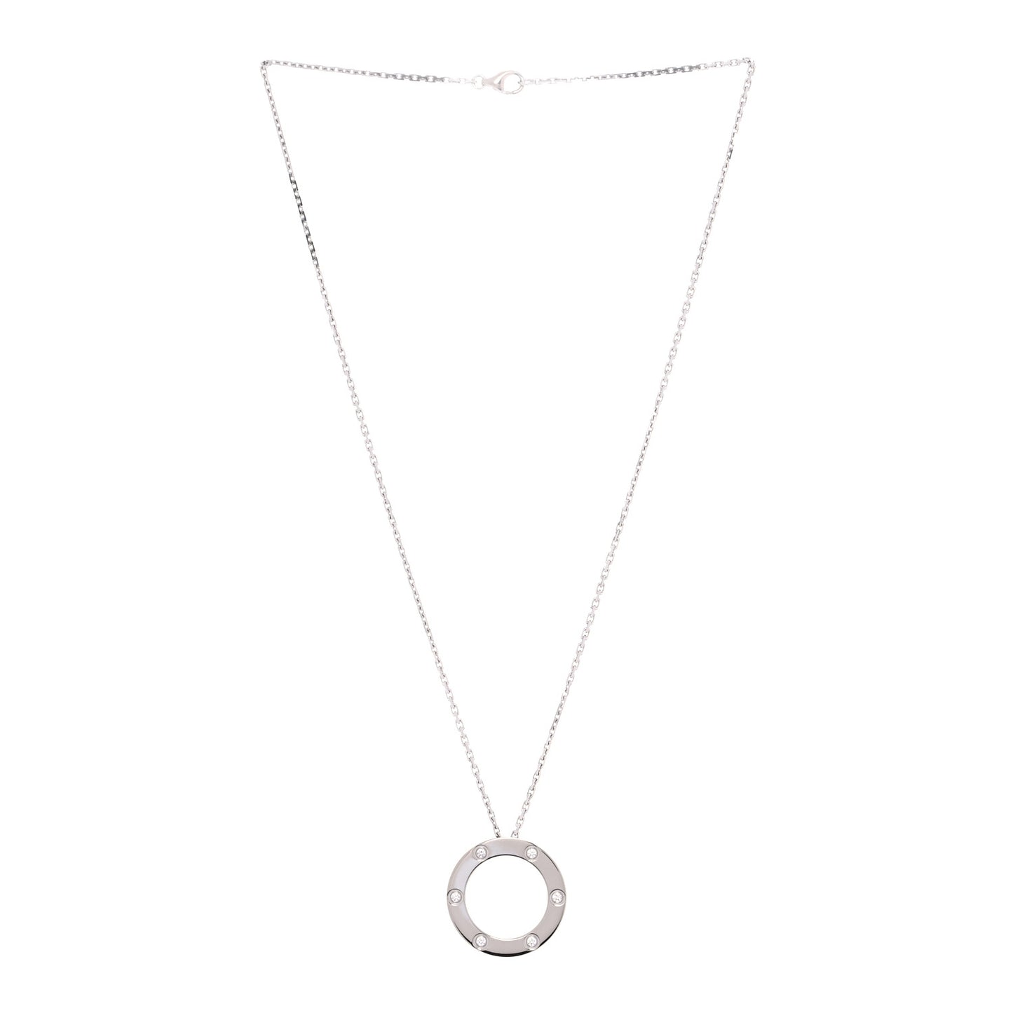 18K White Gold 6 Diamonds LOVE Pendant Necklace