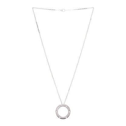 Cartier 18K White Gold 6 Diamonds LOVE Pendant Necklace 3 of 7