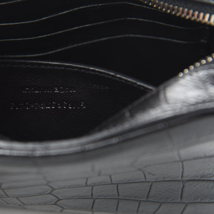 Saint Laurent Calfskin Crocodile Embossed Small Classic Monogram Camera Bag Black 7 of 12