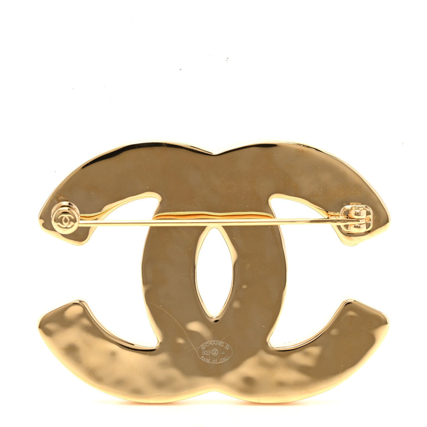 Metal Resin CC Brooch Gold White Gray