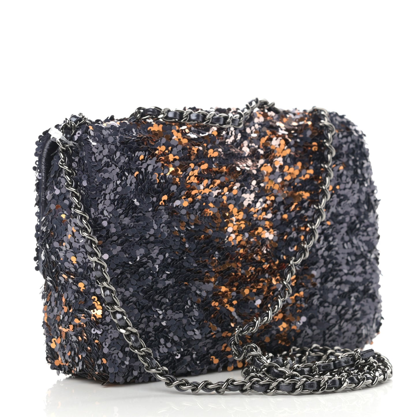 Sequin Mini Rectangular Flap Blue Gold