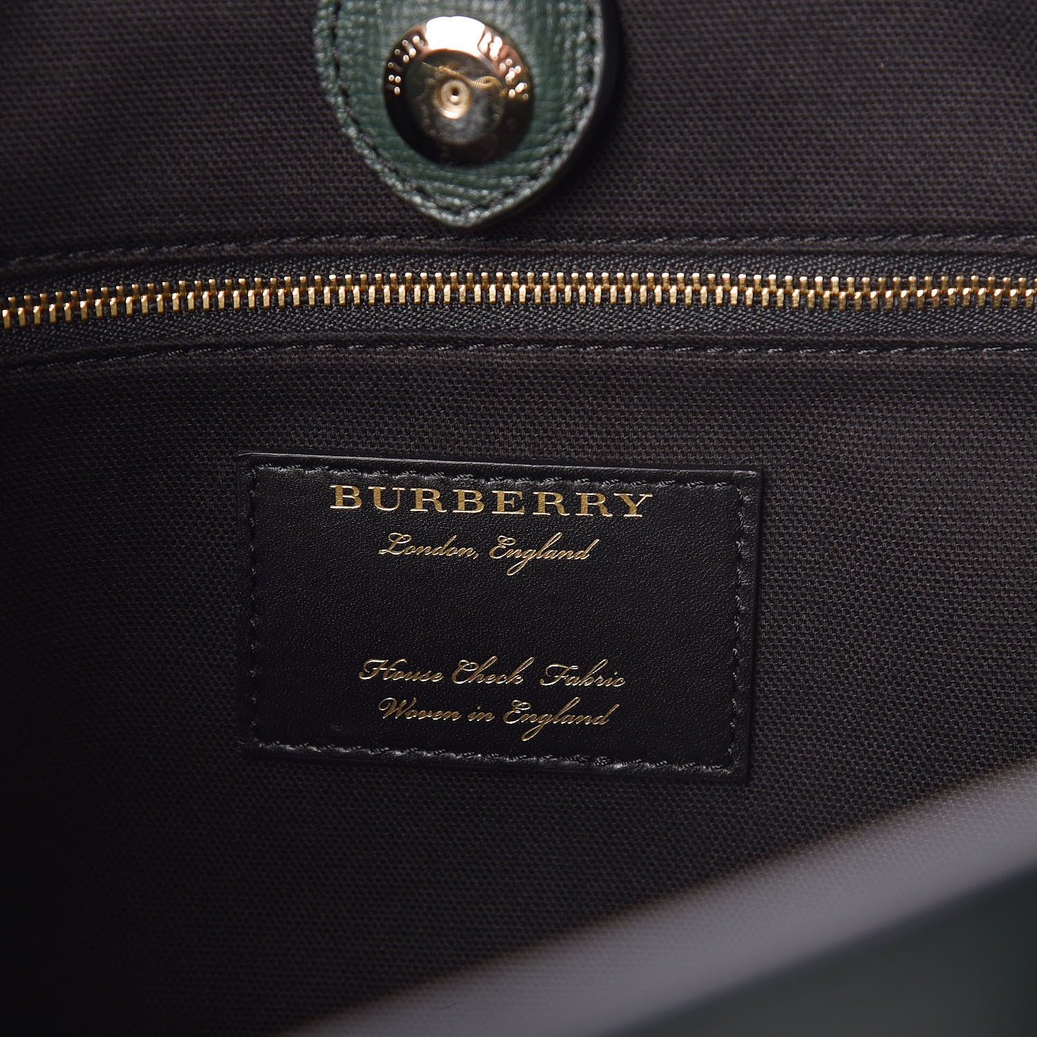 Burberry Grainy Calfskin House Check Large Banner Tote Dark Bottle Green 6 of 13