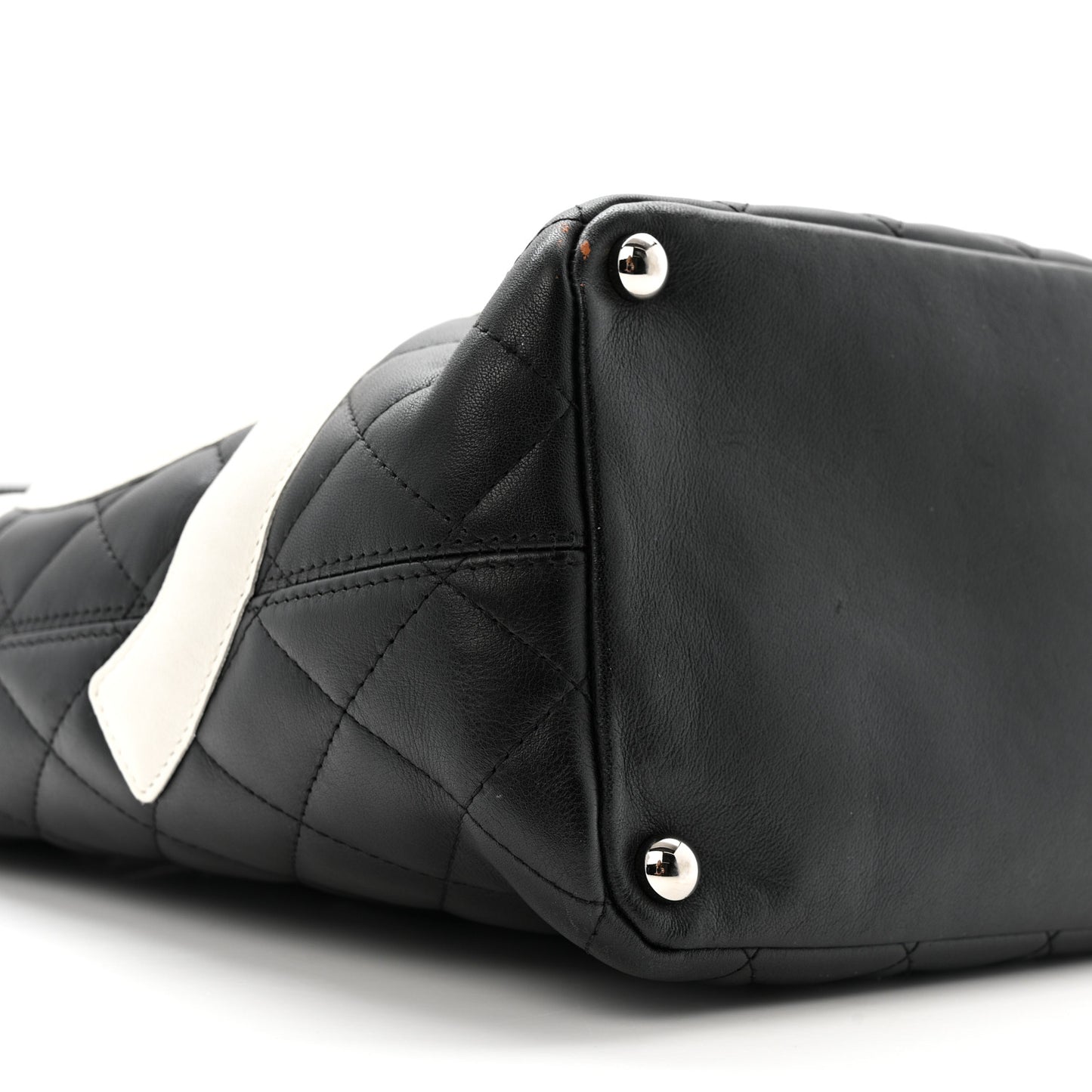 Calfskin Quilted Medium Cambon Tote Black White