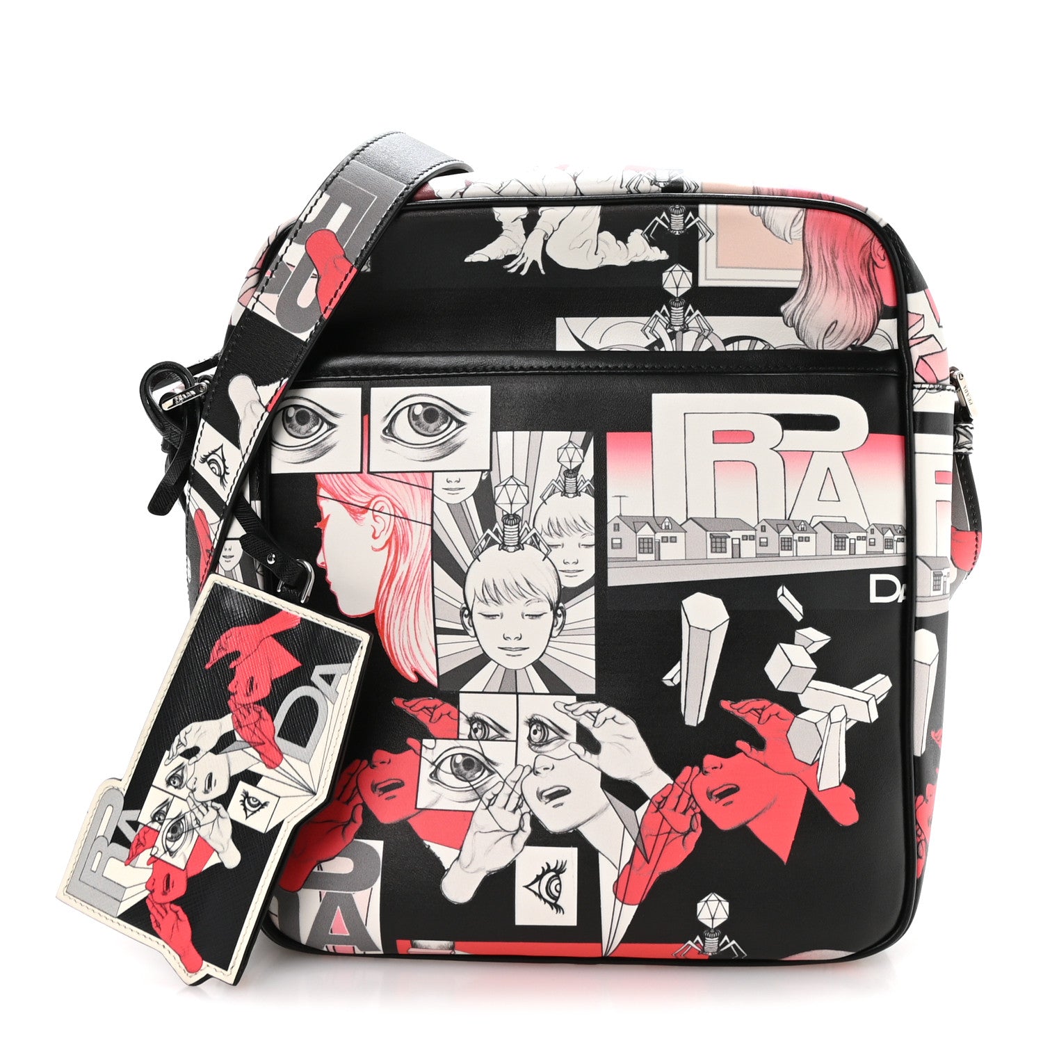 Prada X JAMES JEAN Vitello DNA Flat Messenger Bag Black 1 of 11