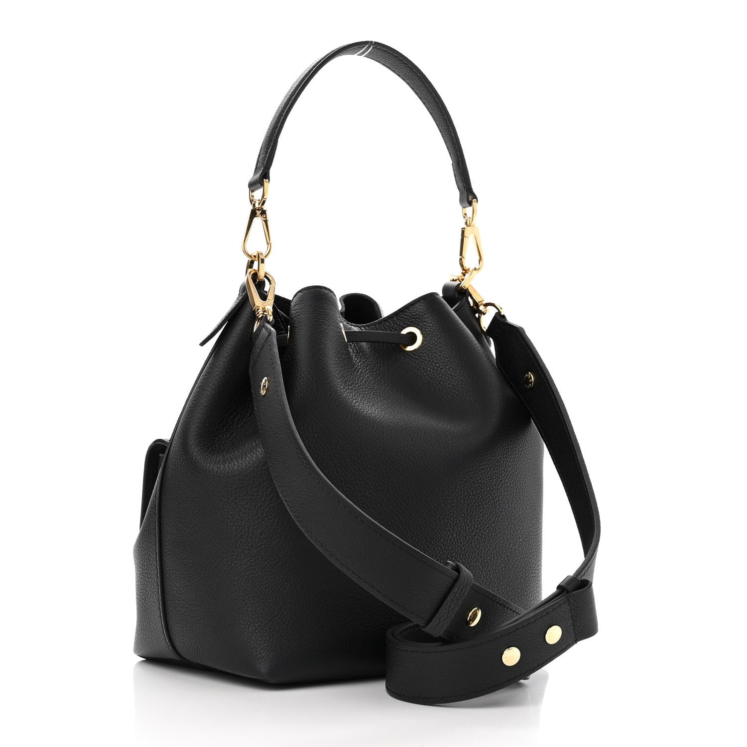 Louis Vuitton Calfskin Lockme Bucket MM Black 3 of 10