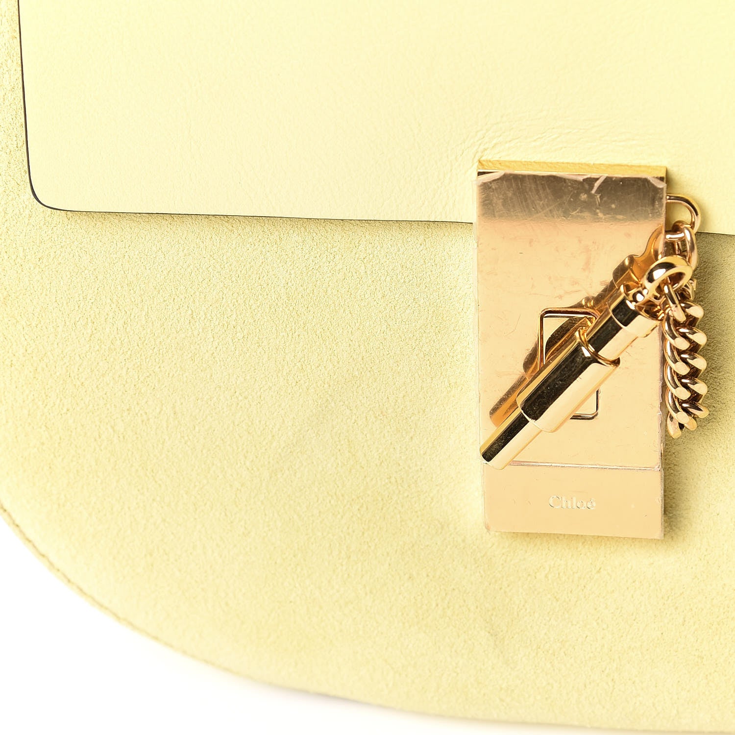 Chloe Suede Smooth Calfskin Mini Drew Shoulder Bag Lemonade 10 of 10