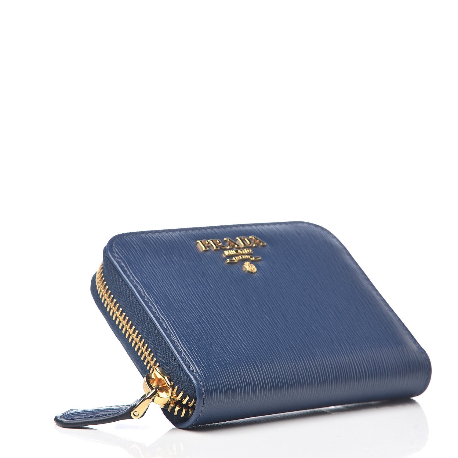 Prada Vitello Move Metal Coin Purse Bleuette 3 of 5