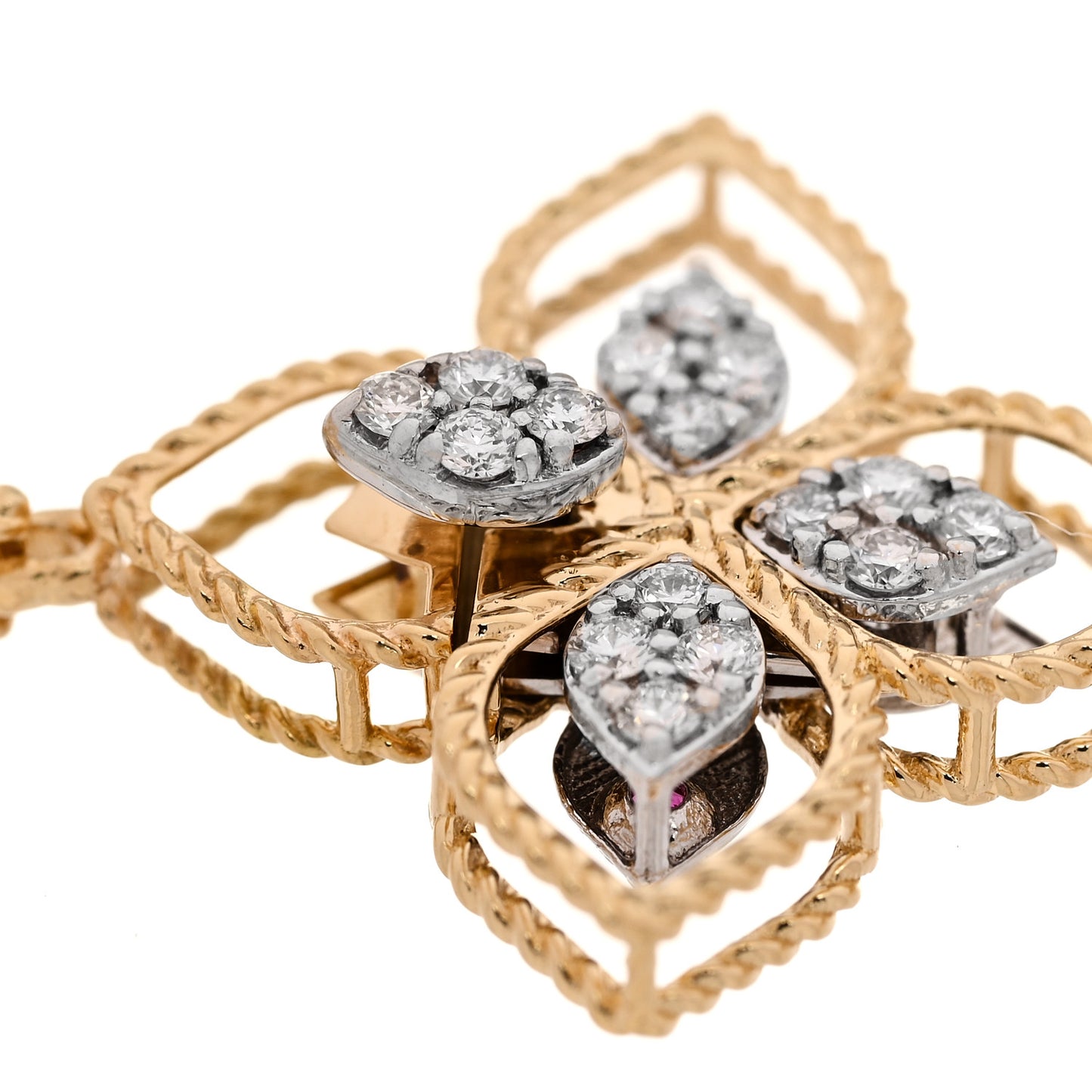 18K Yellow White Gold Diamond Princess Flower Dubai Bracelet