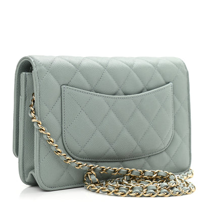 Chanel Caviar Quilted Wallet On Chain WOC Light Gray 2 of 11