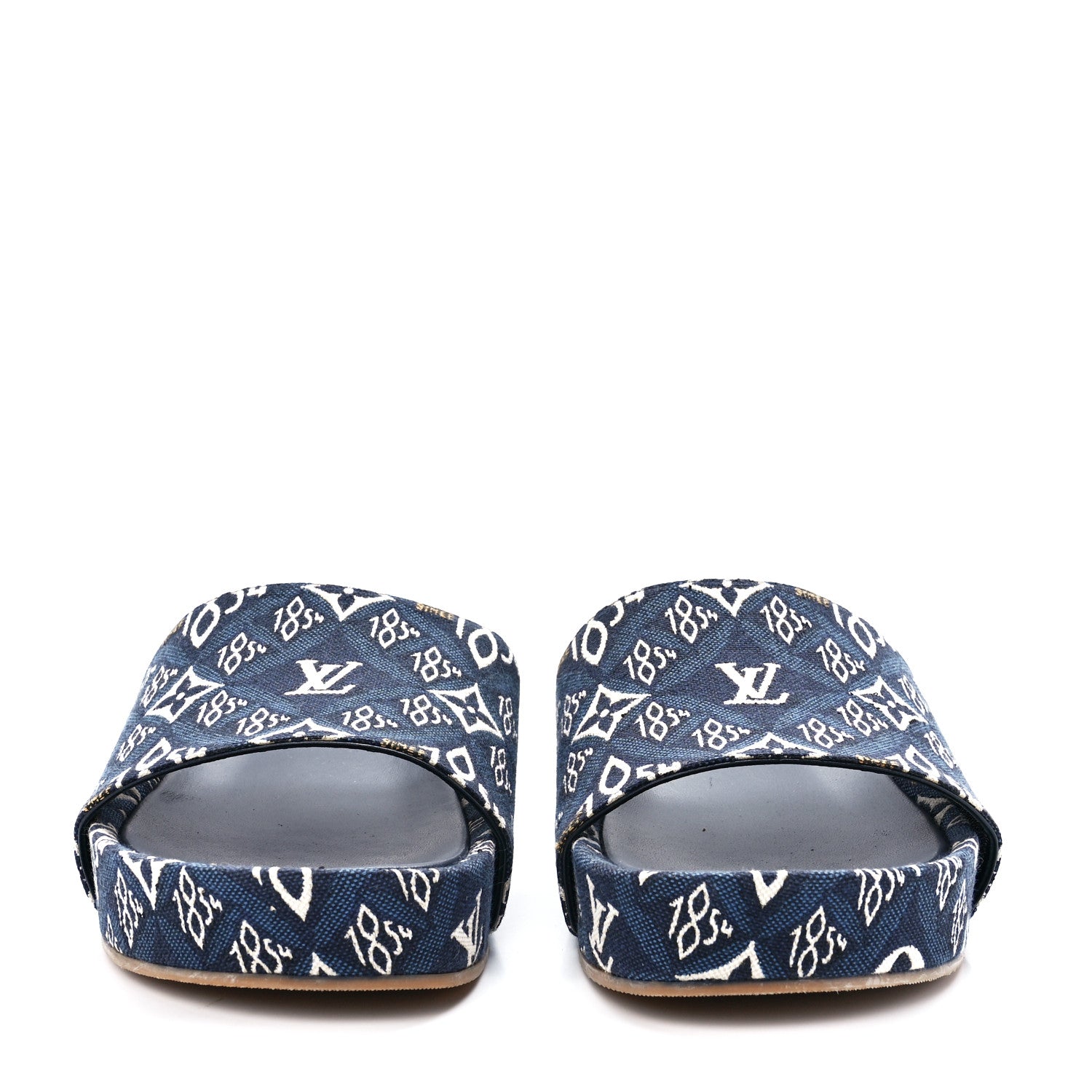 Louis Vuitton Canvas Since 1854 Jumbo Flatform Mule Sandals 40 Blue 2 of 8