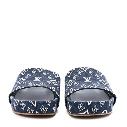 Louis Vuitton Canvas Since 1854 Jumbo Flatform Mule Sandals 40 Blue 2 of 8