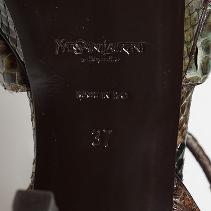Saint Laurent Python Tribute 75 Platform Sandals 37 Verde Havana 6 of 7