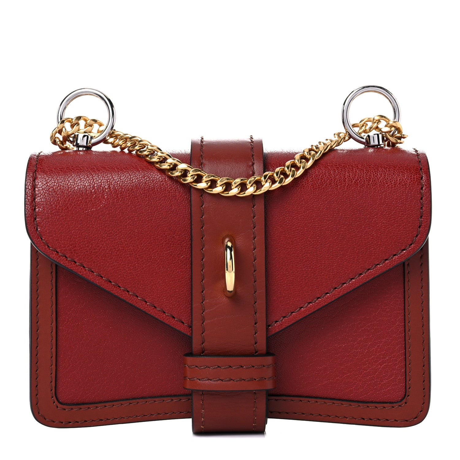 Chloe Shiny Goatskin Calfskin Mini Aby Chain Shoulder Bag Sepia Brown 1 of 17