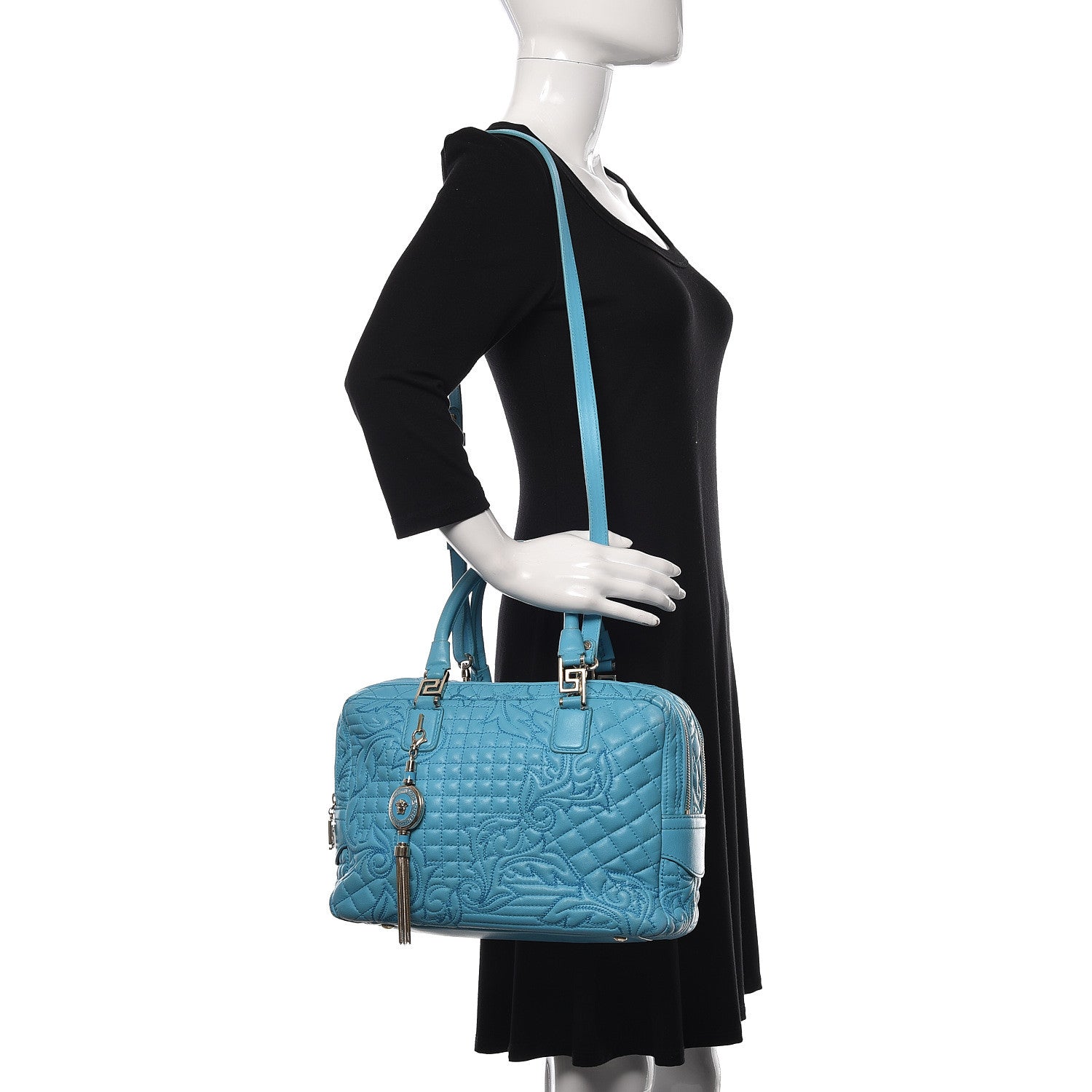 Versace Barocco Quilted Nappa Vanitas Demetra Bag Blue 2 of 17