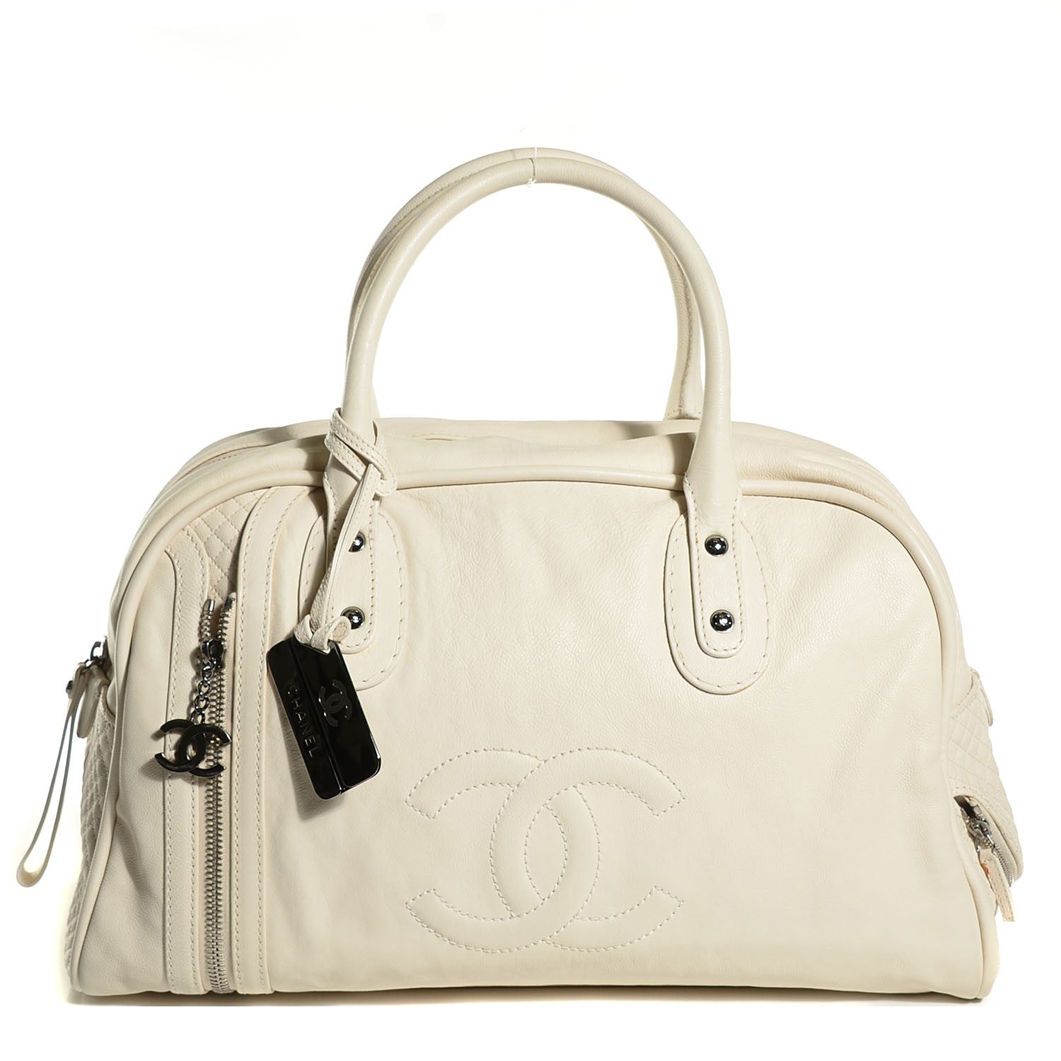 Chanel Calfskin Large Bowler White 1 of 7