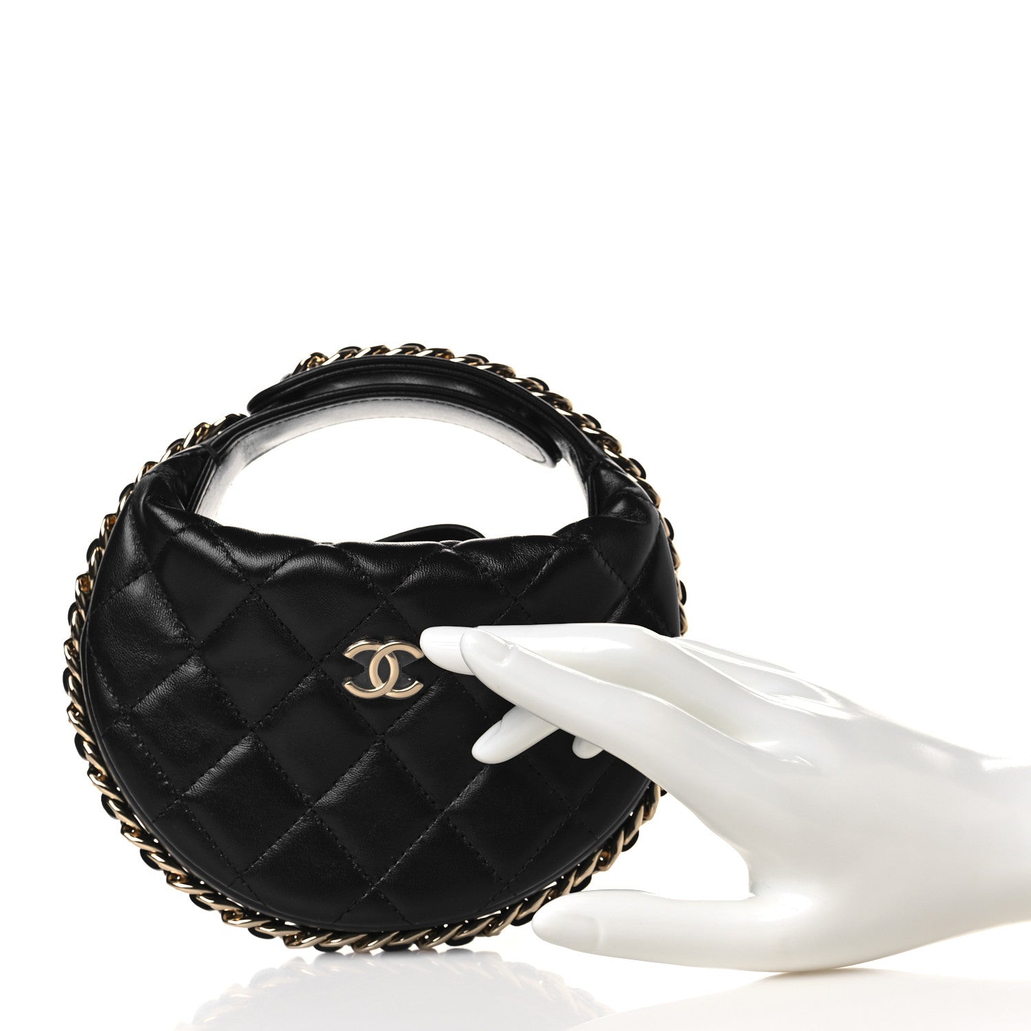 Chanel Lambskin Quilted Chain Around Pouch Hobo Black 2 of 10