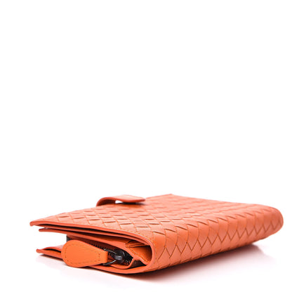 Bottega Veneta Nappa Intrecciato Continental Snap Wallet Tangerine 4 of 7