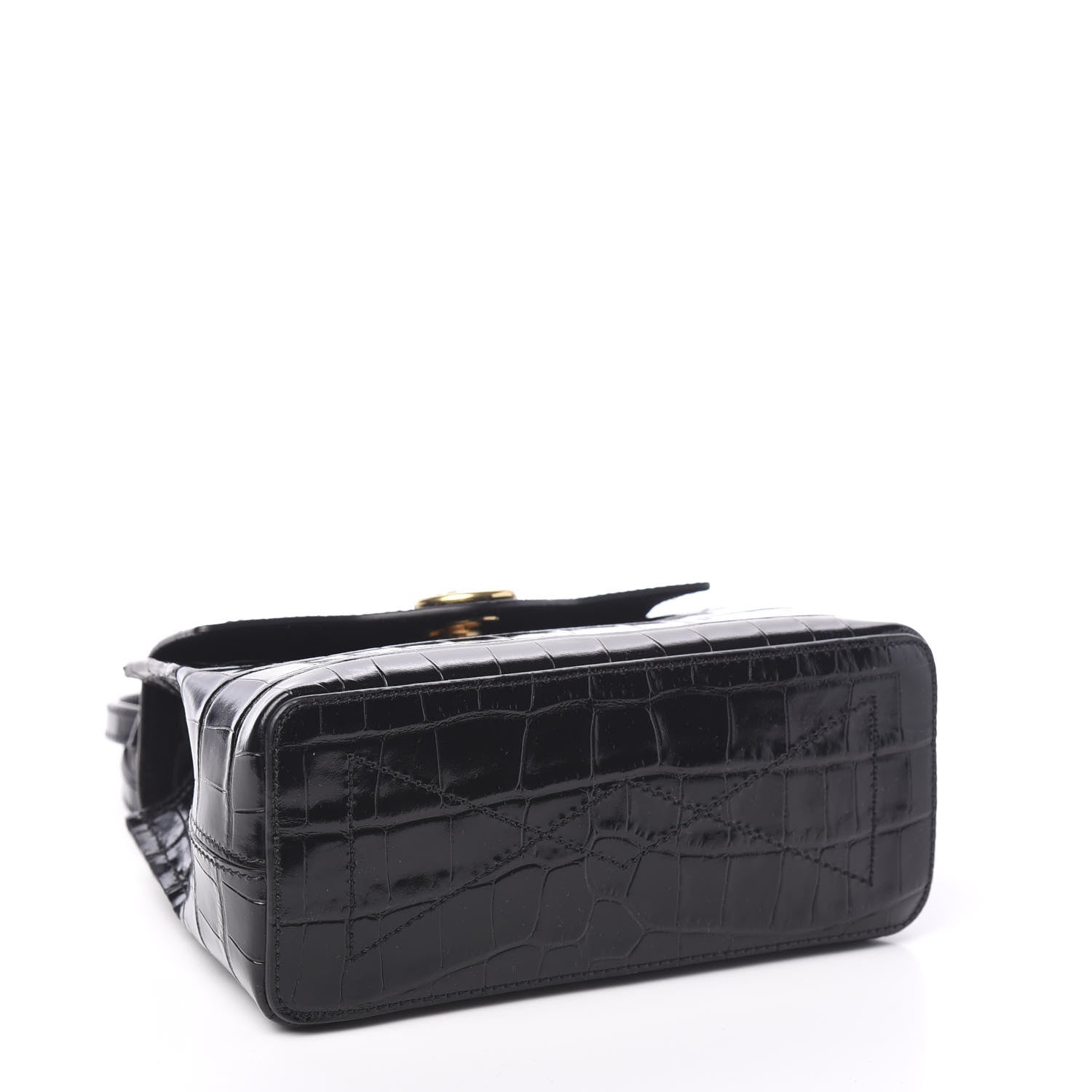 Mulberry Shiny Croc Calfskin Embossed Micro Seaton Black 3 of 8