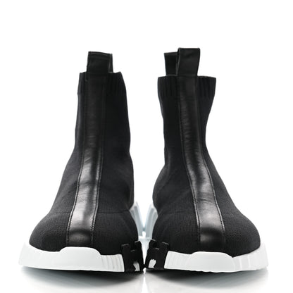 Hermes Technical Canvas Goatskin Fun Sneakers 39 Black White 2 of 9