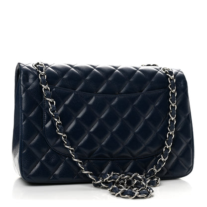Chanel Caviar Quilted Jumbo Double Flap Navy Blue 3 of 11