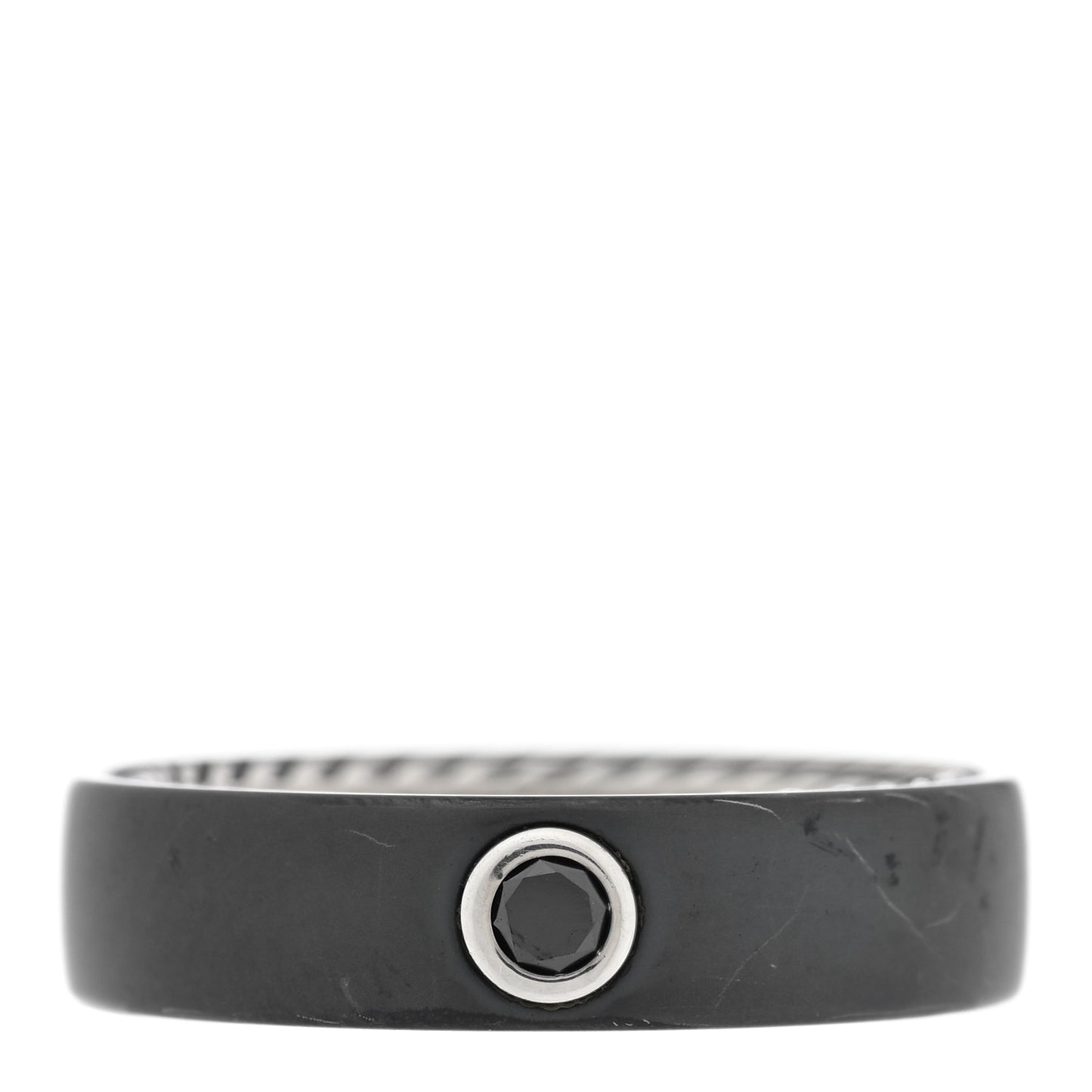 Titanium Sterling Silver Black Diamond 6mm Streamline Band Ring 63 10.25