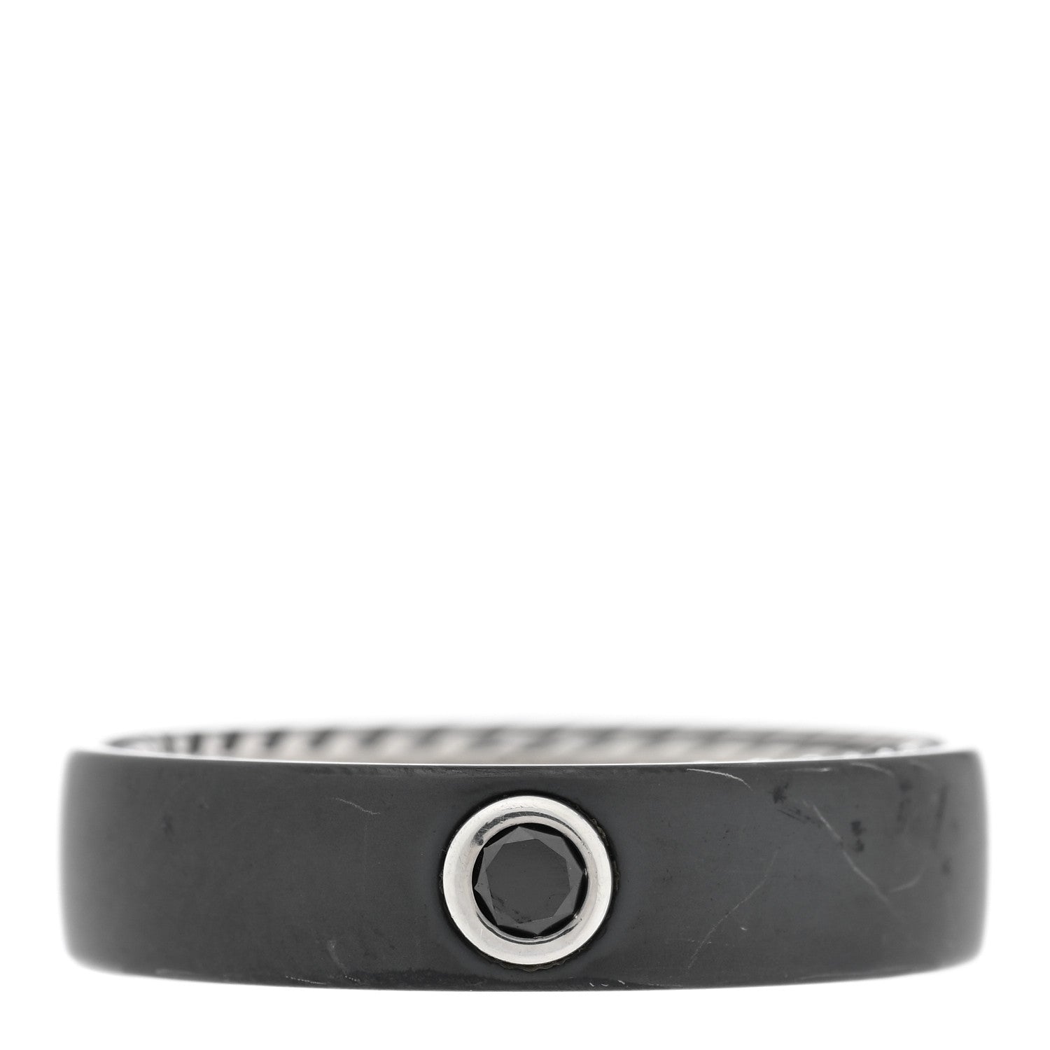 David Yurman Titanium Sterling Silver Black Diamond 6mm Streamline Band Ring 63 10.25 1 of 4