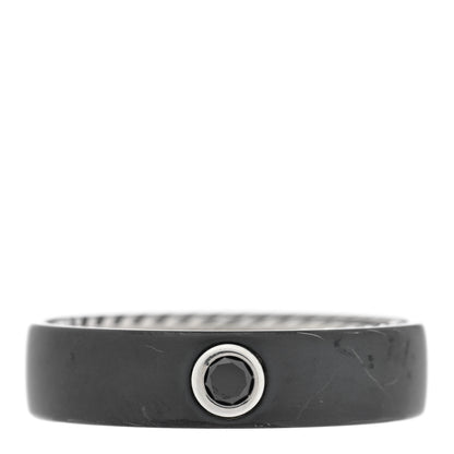 David Yurman Titanium Sterling Silver Black Diamond 6mm Streamline Band Ring 63 10.25 1 of 4
