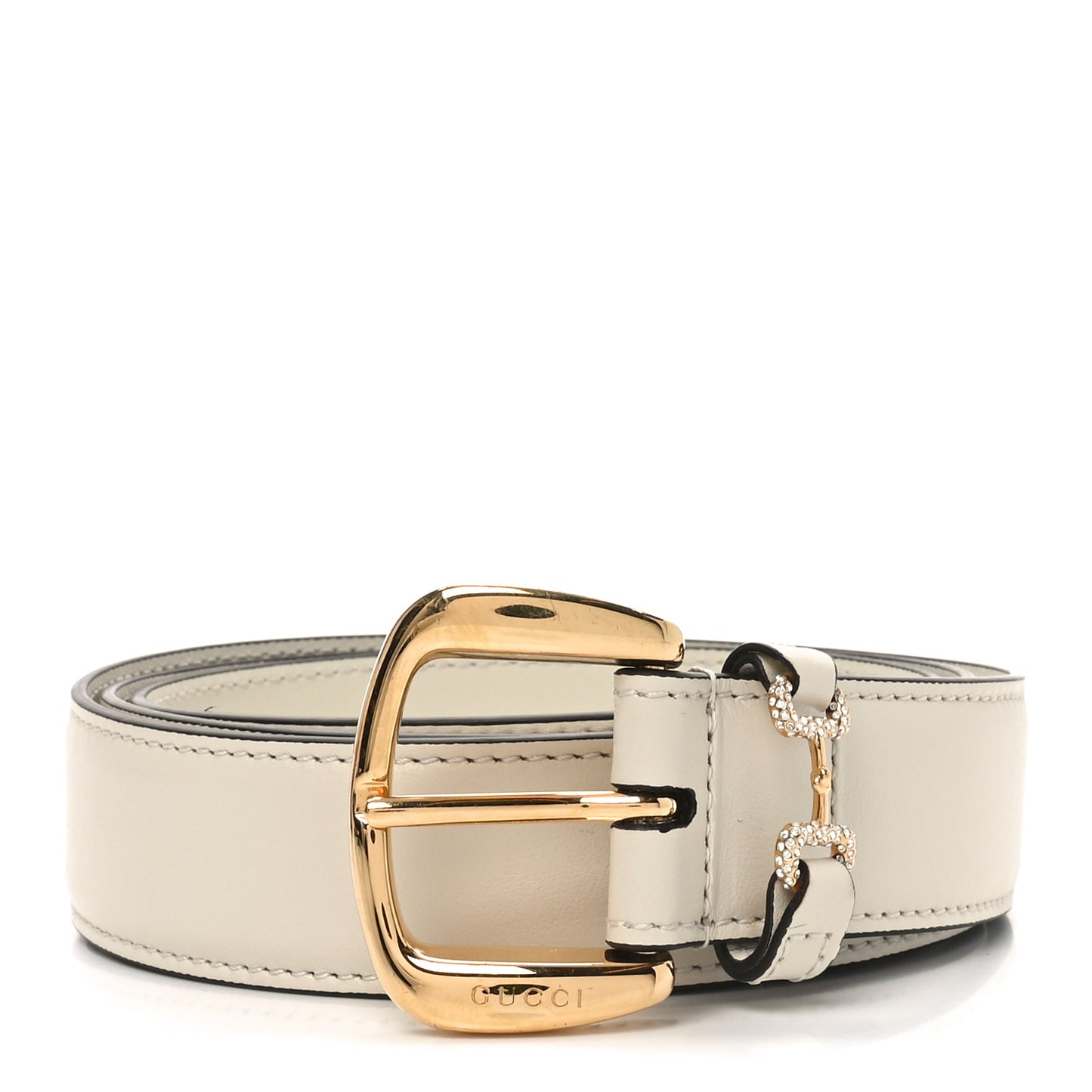 Plutone Calfskin Crystal Horsebit 100 40 Belt 100 40 White Crystal