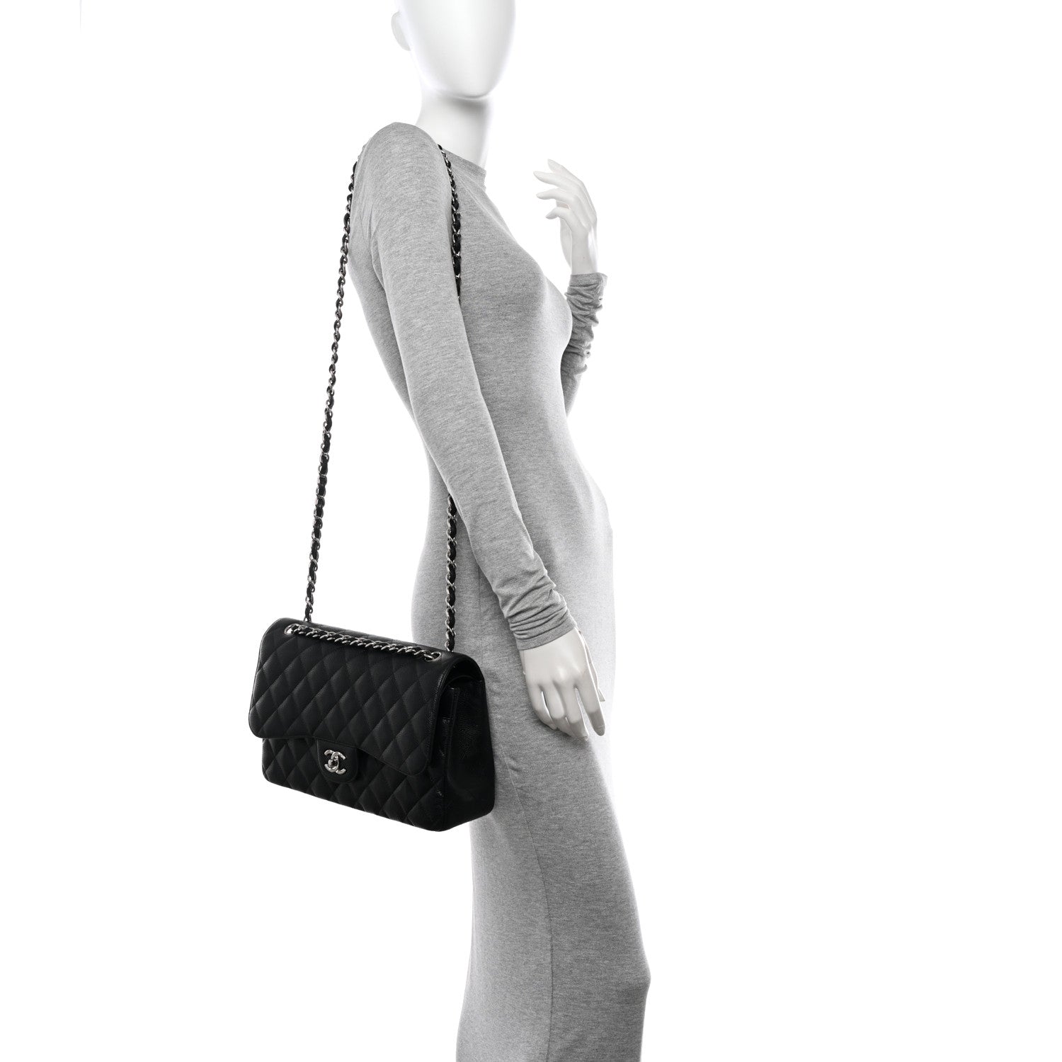 Chanel Caviar Quilted Jumbo Double Flap Black 2 of 10