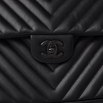 Chanel Calfskin Chevron Quilted Flap Tote So Black 10 of 11