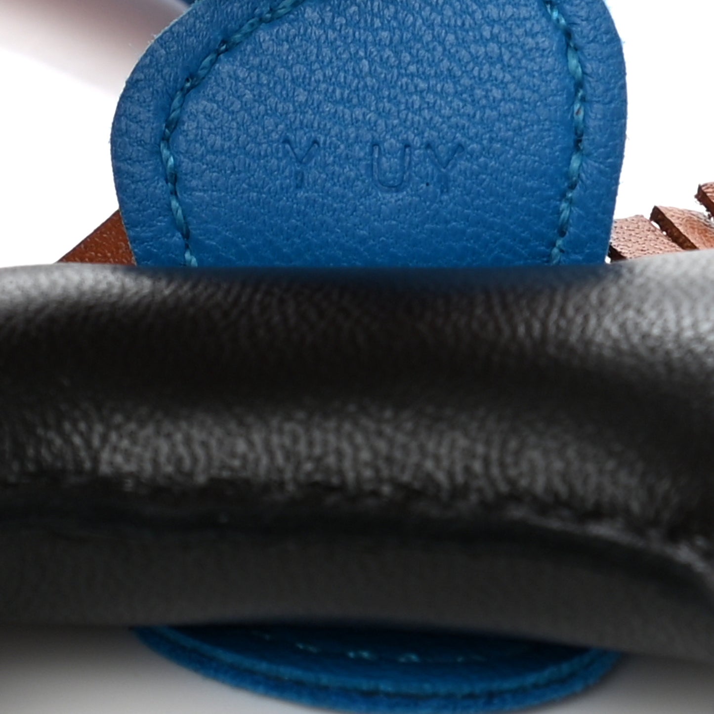 Milo Lambskin Grigri Rodeo Horse Bag Charm PM Black Gold Bleu Zanzibar