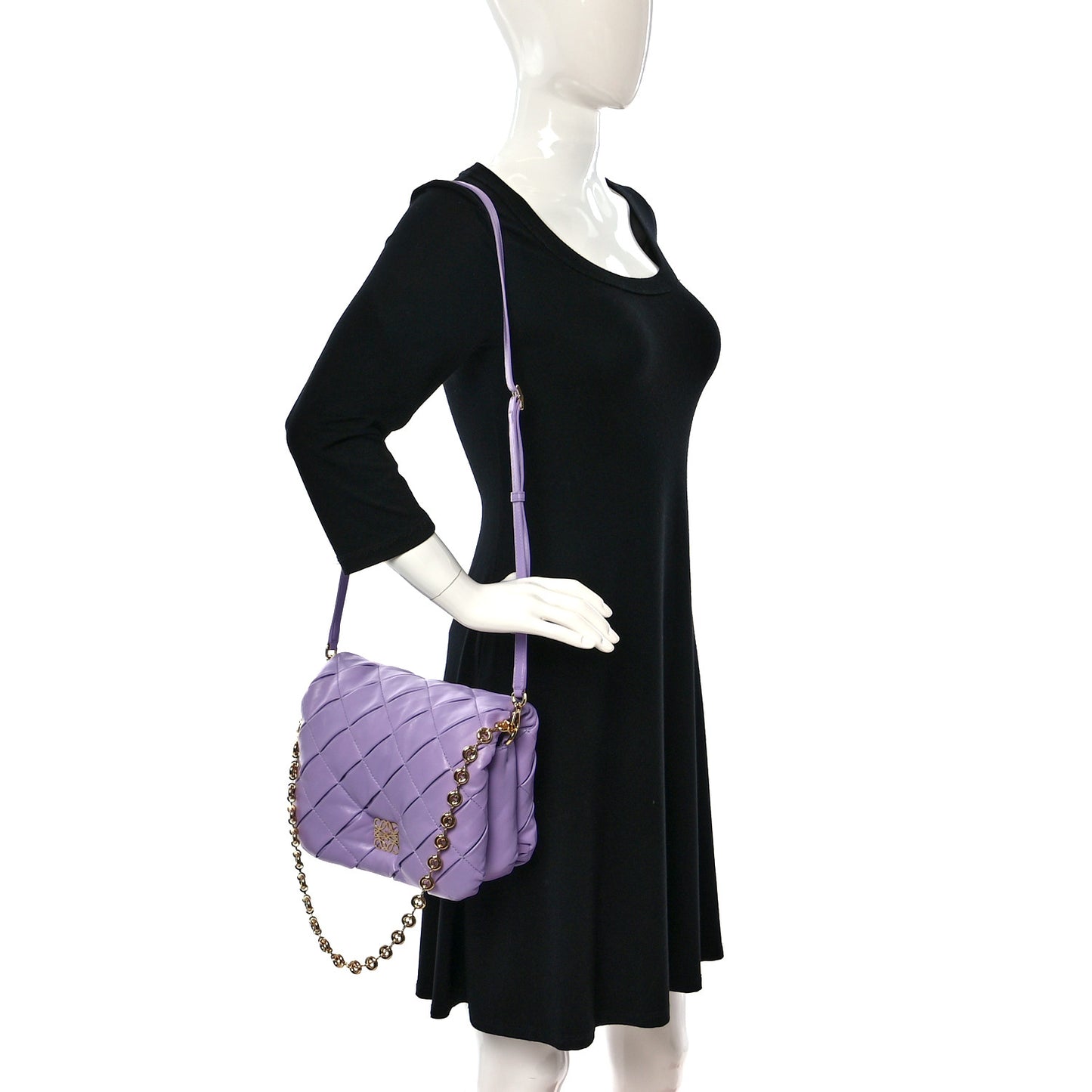 Lambskin Pleated Goya Puffer Bag Light Mauve