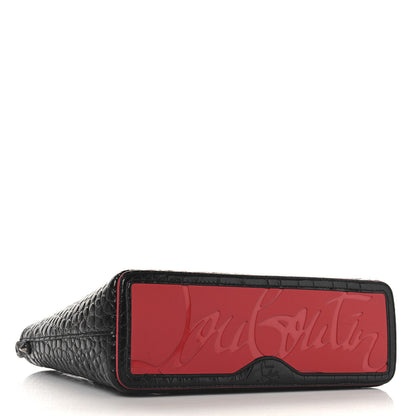 Christian Louboutin Calfskin Crocodile Embossed Mini East West Cabata Tote Black 4 of 10