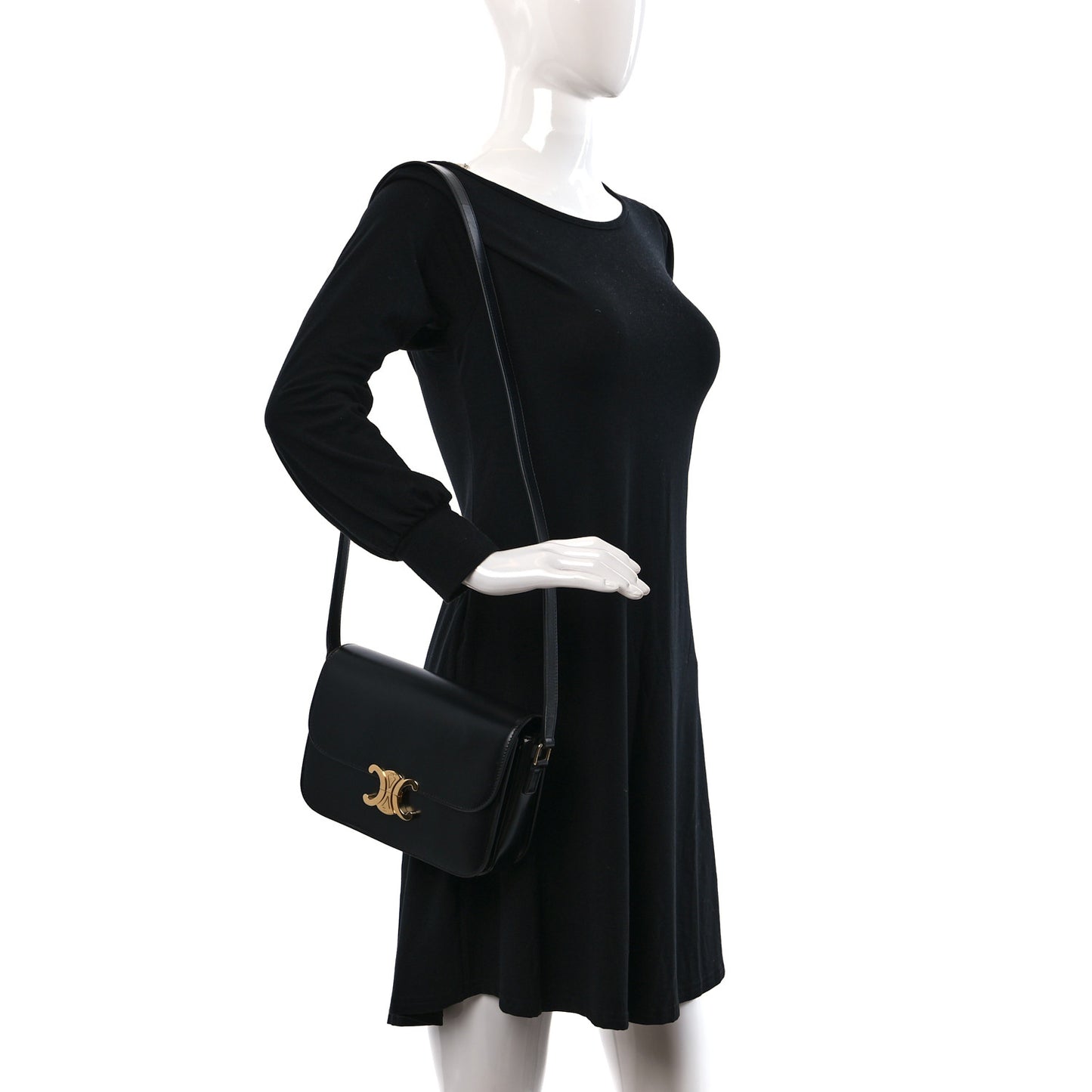 Shiny Calfskin Medium Triomphe Black