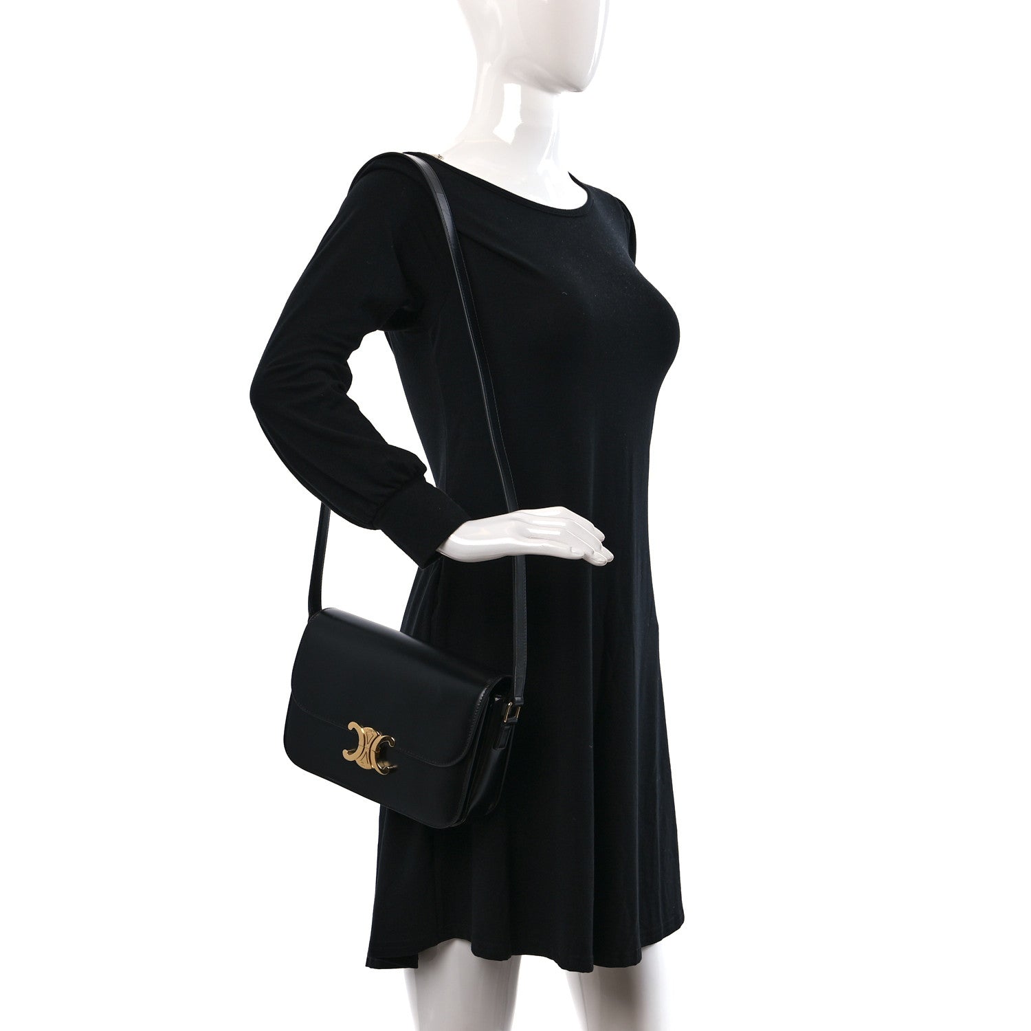 Celine Shiny Calfskin Medium Triomphe Black 2 of 12