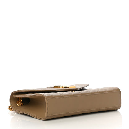 Saint Laurent Grain De Poudre Textured Mixed Matelasse Medium Triquilt Monogram Satchel Dark Beige 3 of 20