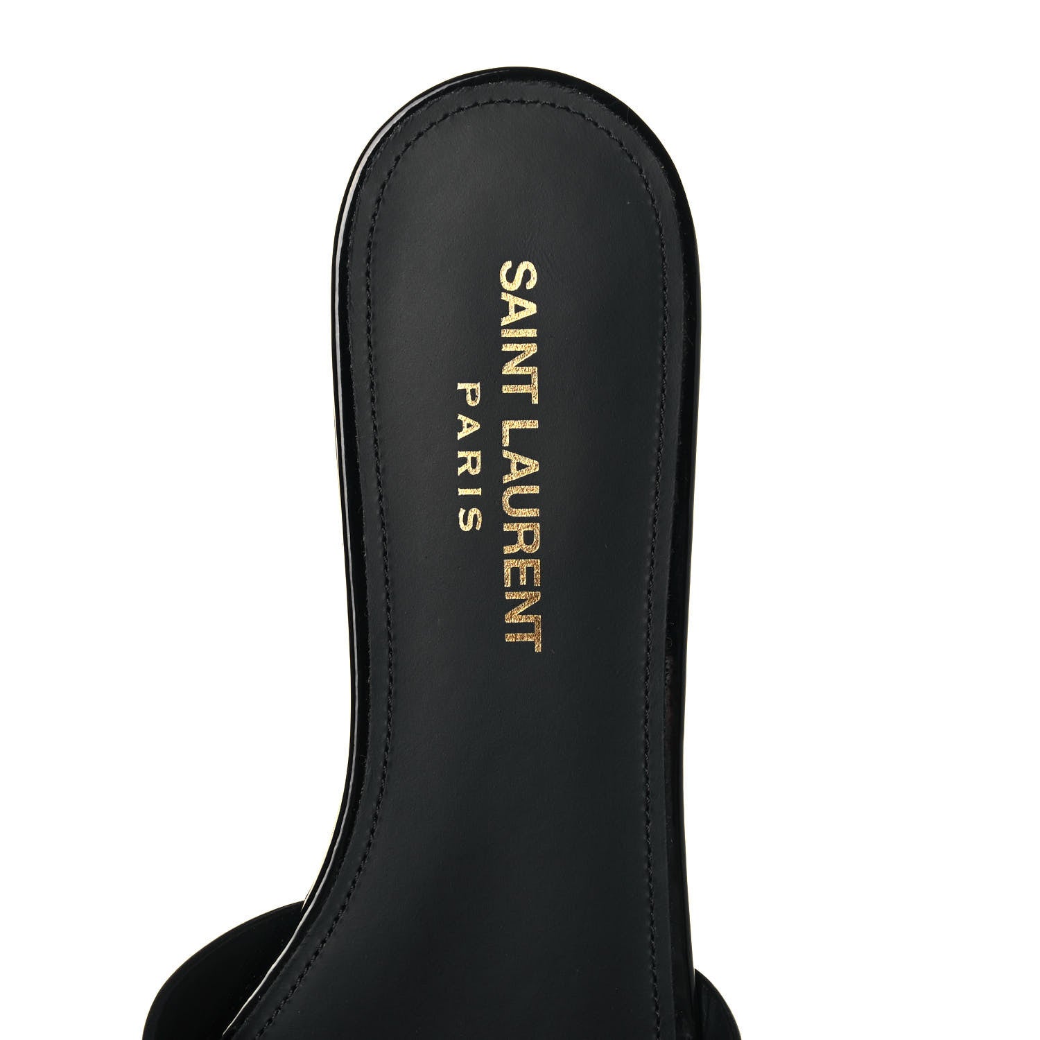 Saint Laurent Patent Calfskin Nu Pied 05 Slide Sandals 37 Black 7 of 9