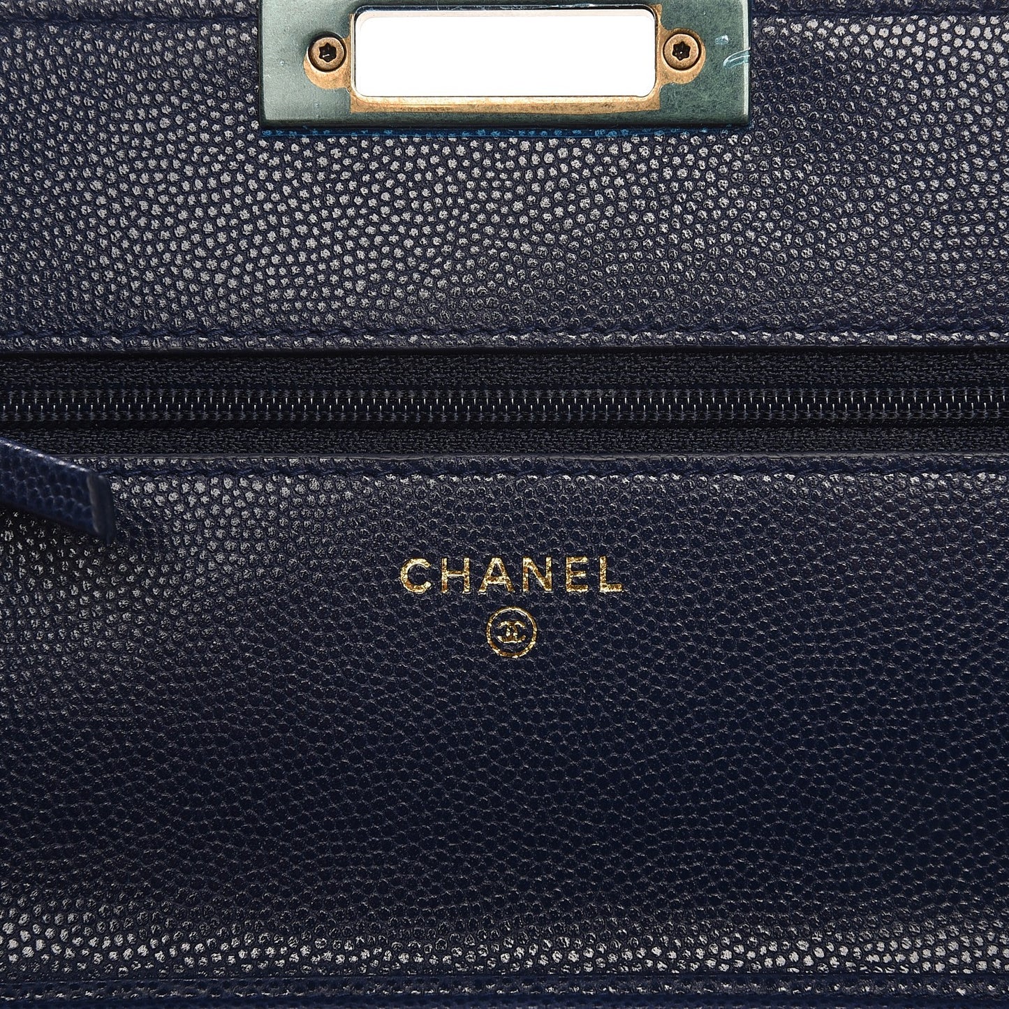 Caviar Quilted Golden Class Wallet On Chain WOC Navy